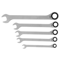 Набор ключей комбинированных трещоточных, количество зубьев 100, СRV, 5 шт, 8- 17 мм Gross 14858 - фото 781368