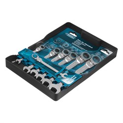 Набор ключей комбинированных с трещоткой, 8-19 мм, 7 шт, шарнирные, CrV Gross 14891 - фото 781387