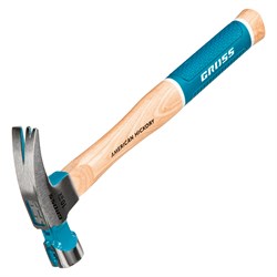 Молоток-гвоздодер, 280 г, угол 75, магнит, обрезиненная рукоятка American hickory GROSS 10417 - фото 781655