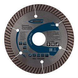 Диск алмазный, 115 х 22.2 мм, турбо с лазерной перфорацией, сухая резка Gross 73028 - фото 784420