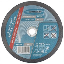 Отрезной круг по металлу Gross 230x2,5x22 мм 74390 - фото 786724