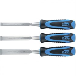 Набор долот-стамесок плоских, 3 шт, 12-16-20 мм, двухкомпонентная рукоятка, металлический затыльник Барс 24450 - фото 787856