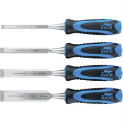 Набор долот-стамесок плоских, 4 шт, 8-12-18-24 мм, двухкомпонентная рукоятка, металлический затыльник Барс 24452 - фото 787859