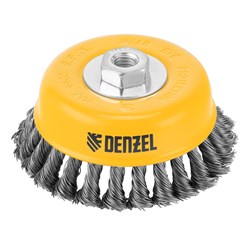 Щетка для УШМ, 125 мм, "Чашка", крученая нержавеющая проволока 0.5 мм, М14 Denzel 746273 - фото 789044