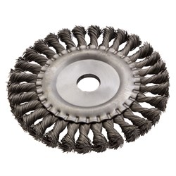 Щетка для УШМ, 150 мм, "Плоская", крученая нержавеющая проволока 0.5мм, посадка 22.2 мм Denzel 746343 - фото 789053