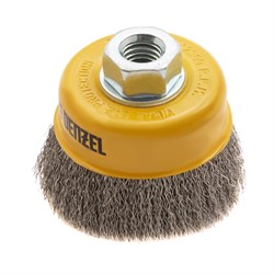 Щетка для УШМ, 75 мм, "Чашка", витая нержавеющая проволока 0.3 мм, М14 Denzel 746043 - фото 789664