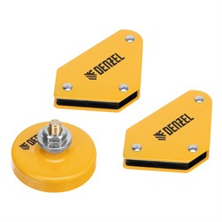 Набор из 2 магнитных сварочных фиксаторов и магнитной клеммы "масса" Denzel 97557 - фото 792730