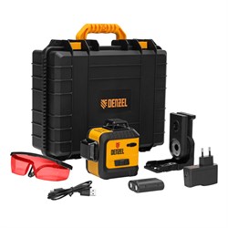 Лазерный уровень мультипризменный LX 360-3 Red, 30 м, 635 нм, аккумулятор Li 2800 мАч, резьба 5/8" Denzel 35077 - фото 793064