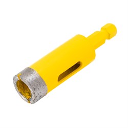 Сверло алмазное по керамограниту, 20 мм, мокрая резка, трехгранный хвостовик Denzel 72679 - фото 793703