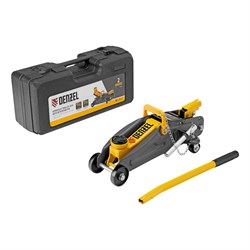 Домкрат гидравлический подкатной с фиксатором, 2 т, 130-330 мм, в кейсе Denzel 51154 - фото 793991