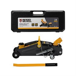 Домкрат гидравлический подкатной с фиксатором, 2,8 т, 135-385 мм, в кейсе Denzel 51156 - фото 794046