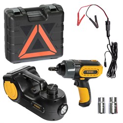 Домкрат электрогидравлический «3 в 1» (1,5 т), 12В, с гайковертом электрическим, в наборе  Denzel 51190 - фото 794065