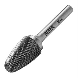Борфреза по металлу твердосплавная, параболическая, тип-F, 16 мм Denzel 72046 - фото 797061