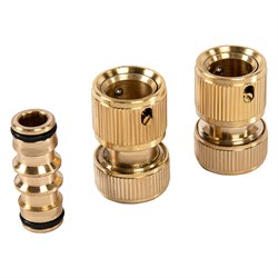 Набор для подключения шланга 1/2, переходник, 2 соединителя, аквастоп, латунный Palisad 66210 - фото 797541