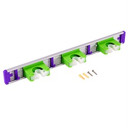 Алюминиевый настенный держатель для садово - огородного инструмента, 3 ячейки, 3 крюка, Palisad 68303 - фото 798581