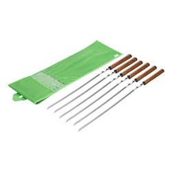 Набор шампуров угловых, 650 мм, с цельной деревянной рукояткой, в чехле, 6 шт, Camping Palisad 69681 - фото 802418