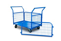 Тележка платформенная TOR ТП-3С (700х1200) с бортами из сетки и двумя ручками (колеса 160 мм) 1012415 - фото 813104