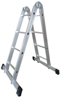 Алюминиевая двухсекционная шарнирная лестница TOR 2х4 1013313 - фото 814179