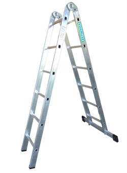Алюминиевая двухсекционная шарнирная лестница TOR 2х6 1013315 - фото 814181