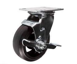 Колесо большегрузное поворотное SCdb 63 150 мм обрезиненное с тормозом РФ 1030004 - фото 817625