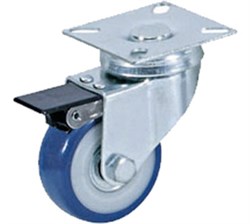 Колесо аппаратное поворотное SCvb 25 50 мм с тормозом (синяя резина) 1027149 - фото 818004