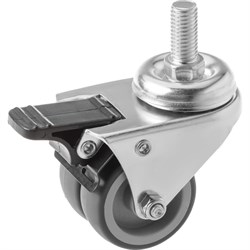 Колесо аппаратное поворотное SCtndb 25 50 мм двойное с болтом и тормозом 1047171 - фото 818016