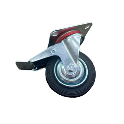 Колесо поворотное резина SCb 42 100 мм с тормозом (F) 1001717 - фото 820375