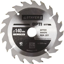 STAYER Opti Line 140 x 20мм 20T, диск пильный по дереву, оптимальный рез - фото 83661
