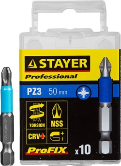 Торсионные биты Stayer Stayer "Professional-Profix" PZ3 50мм 10шт 26223-3-50-10_z01 - фото 86225