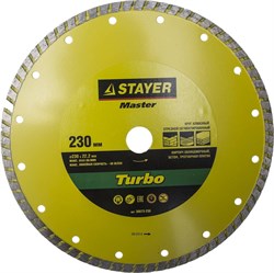 Отрезной диск Stayer "MASTER" "ТУРБО" алмазный, сегментный 230мм 36673-230 - фото 90089