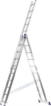 СИБИН  10 ступеней, со стабилизатором, алюминиевая, трехсекционная лестница (38833-10) - фото 91580