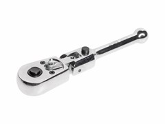 Укороченный шарнирный ключ-трещотка 1/4" 45 зубьев, 124мм с фиксацией и металлической рукояткой JTC-3012