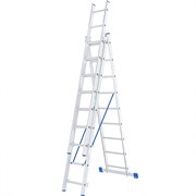 Алюминиевая трехсекционная лестница Сибртех 3x9 ступеней 97819