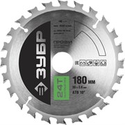 Пильный диск по дереву Зубр Профессионал Быстрый рез 180x30мм, 24Т 36850-180-30-24