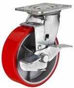 Большегрузное колесо полиуретановое 200 мм, с тормозом