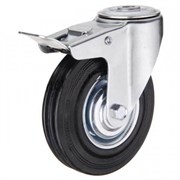 Поворотное промышленное колесо М12 125 мм, под болт с тормозом