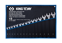 Набор комбинированных ключей King Tony 10-32 мм, чехол из теторона, 15 предметов 12D15MRN