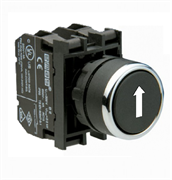 Нажимная кнопка EMAS круглая черная с вертикальной стрелкой (1НО+1НЗ) B102DHOD