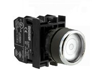 Нажимная кнопка EMAS круглая, с фиксацией, белая (1НО+1НЗ) B102FB