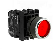 Нажимная кнопка EMAS круглая, с фиксацией, красная (1НО+1НЗ) B102FK