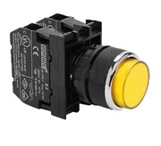 Нажимная выступающая кнопка EMAS желтая 2НО B101HS