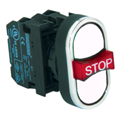 Тройная нажимная кнопка EMAS с аварийной кнопкой STOP белая (2НО+1НЗ) B121B30BB