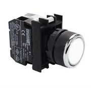 Нажимная кнопка EMAS круглая белая с блоком подсветки, без фиксации (1НО) B130DB