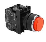 Нажимная выступающая кнопка EMAS с подсветкой красный светодиод 12-30V AC/DC (1НО+1НЗ) B162HK