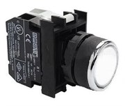 Нажимная кнопка EMAS белая с подсветкой белым cветодиодом 100-230V AC (1НО) В1B0DB