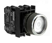 Нажимная кнопка EMAS белая с фиксацией, с подсветкой белым cветодиодом 100-230V AC (2НО) B1B1FB