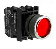 Нажимная кнопка EMAS красная с фиксацией, с подсветкой красным cветодиодом 100-230V AC (1НО+1НЗ) B1K2FK
