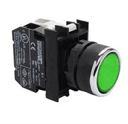 Нажимная кнопка EMAS зеленая с подсветкой зеленым светодиодом 12-30V AC/DC, (1НЗ) B290DY