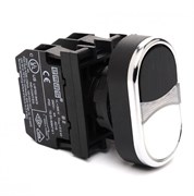 Сдвоенная нажимная кнопка EMAS черно-белая (1НО+1НЗ) с блоком подсветки B132K20HB