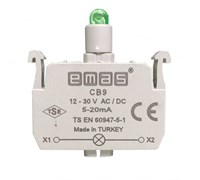 Блок-контакт подсветки EMAS с зеленым светодиодом 12-30V AC/DC CB9
